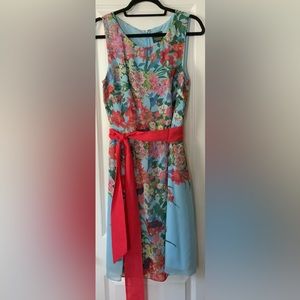 Summer Party Dress! Sleeveless, Light blue floral, Size 14